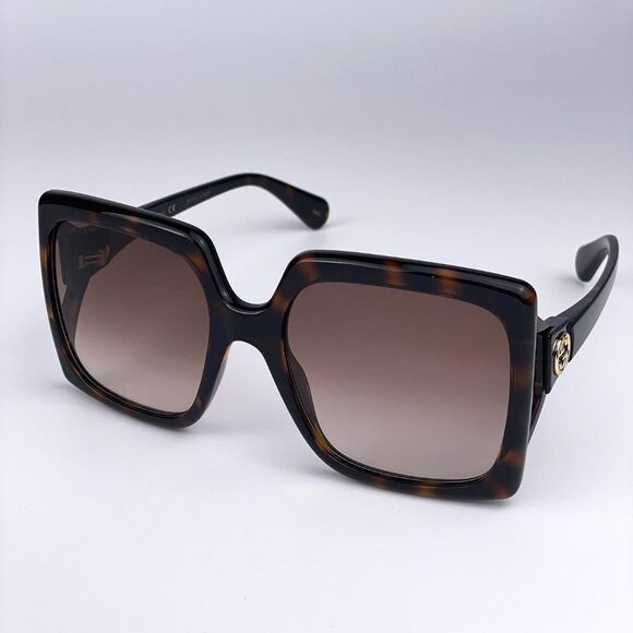 NEW Gucci Logo GG0876S 002 Havana Brown Gradient Rectangle Women Sunglasses - Picture 6 of 13